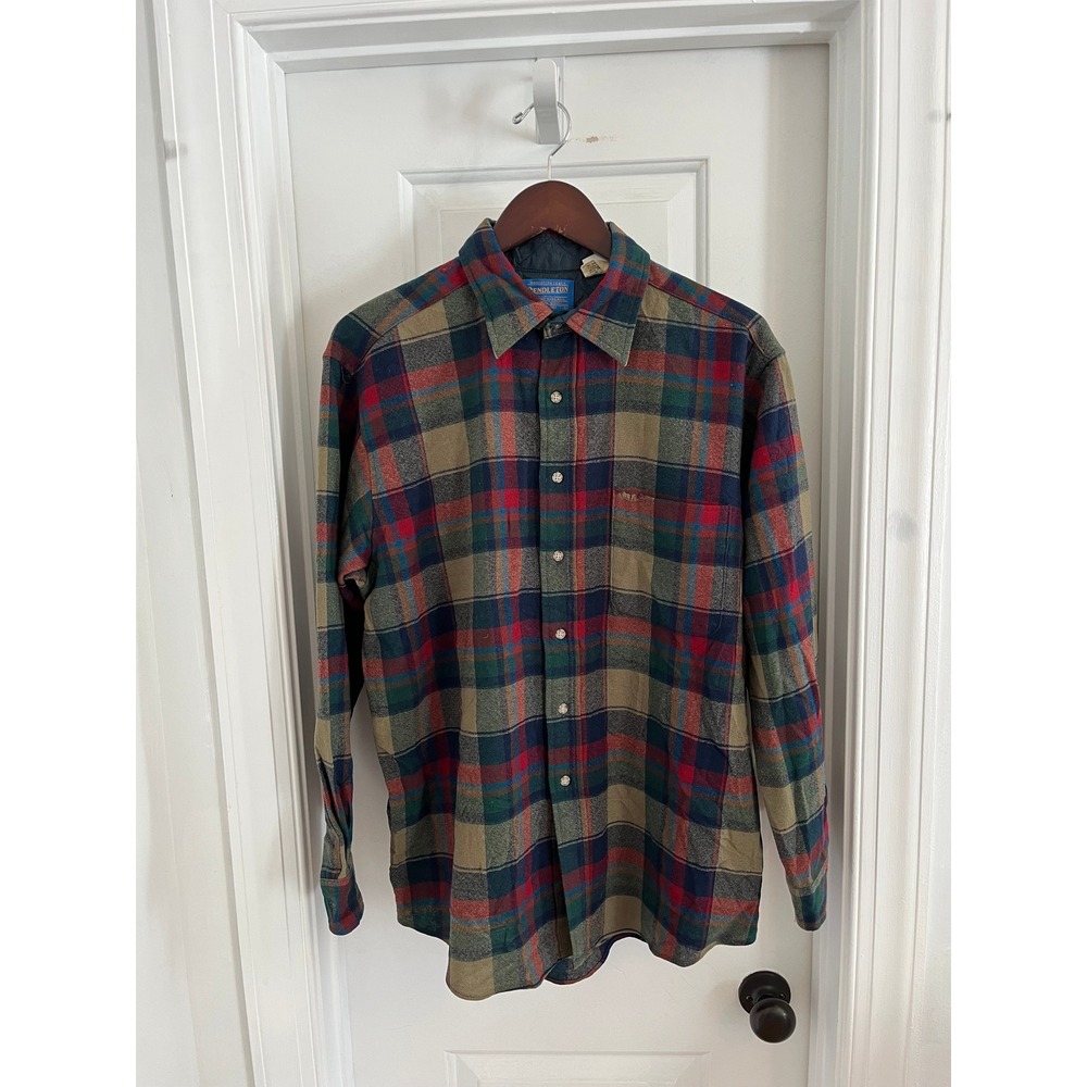 Pendleton Mens Vintage 100% Virgin Wool Plaid Flannel Made in USA